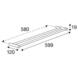Pressalit Choice Q10550 dubbele handdoekhouder 60cm glanzend staal