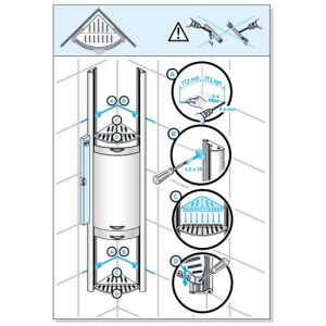 Duscholux Showerbox 950.818030.070 opbergkastje mat zilver, met 3 schuifelementen 2x wit en 1x grijs, 85cm