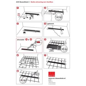 ACO ShowerDrain C 408726 douchegoot met vloerflens 108,5cm zijuitloop