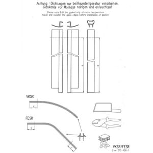 Koralle S700 S8L43597 ( L43597 ) ( 2537329 ) compleet strippenset voor kwartronde douche met draaideuren