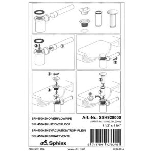 Sphinx S8H928000 bekersifon voor wastafel met plug chroom *niet meer leverbaar*