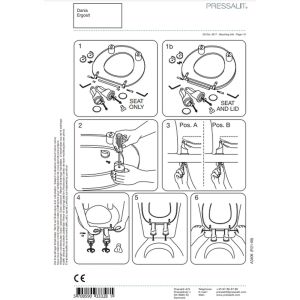 Pressalit Dania R24000 toiletzitting 100mm verhoogd zonder deksel met spatscherm wit