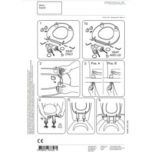 Pressalit Dania R43000 toiletzitting 50mm verhoogd met deksel met spatscherm wit