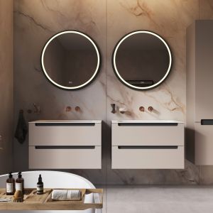 Phantom Mirrors Serie 003 003.80.80 ronde LED spiegel op zwart frame, 80 cm met directe led rondom