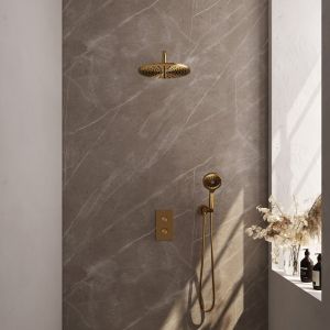 Brauer Carving 5-GG-130 thermostatische inbouw regendouche 3-weg omstelling SET 34 goud geborsteld PVD