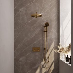 Brauer Carving 5-GG-203 thermostatische inbouw regendouche met drukknoppen SET 68 goud geborsteld PVD