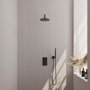 Brauer Carving 5-S-123 thermostatische inbouw regendouche 3-weg omstelling SET 27 mat zwart