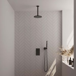 Brauer Carving 5-S-125 thermostatische inbouw regendouche 3-weg omstelling SET 29 mat zwart