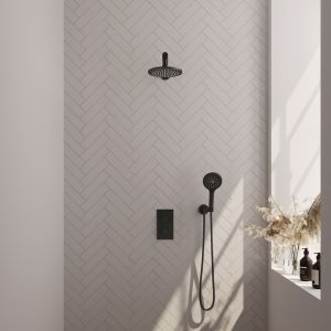 Brauer Carving 5-S-127 thermostatische inbouw regendouche 3-weg omstelling SET 31 mat zwart