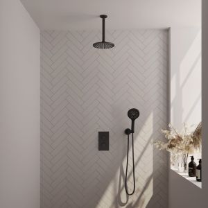 Brauer Carving 5-S-131 thermostatische inbouw regendouche 3-weg omstelling SET 35 mat zwart