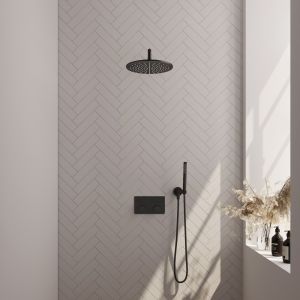 Brauer Carving 5-S-187 thermostatische inbouw regendouche met drukknoppen SET 52 mat zwart