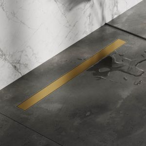 Brauer DR-MRF90GG douchegoot met multifunctioneel rooster en flens 7 x 90cm goud geborsteld PVD