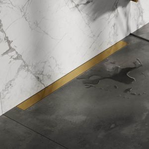 Brauer DR-MRFW100GG douchegoot met multifunctioneel rooster en flens voor wandmontage 7 x 100cm goud geborsteld PVD