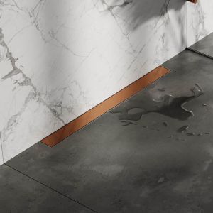 Brauer DR-MRFW70GK douchegoot met multifunctioneel rooster en flens voor wandmontage 7 x 70cm koper geborsteld PVD