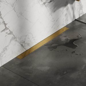 Brauer DR-MRFW80GG douchegoot met multifunctioneel rooster en flens voor wandmontage 7 x 80cm goud geborsteld PVD