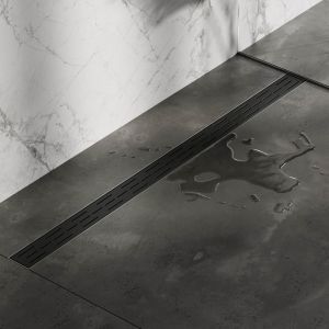 Brauer DR-SRF110S douchegoot met standaard rooster en flens 7 x 110cm mat zwart