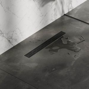 Brauer DR-SRF50S douchegoot met standaard rooster en flens 7 x 50cm mat zwart