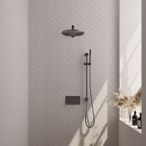 Brauer Edition 5-GM-173 thermostatische inbouw regendouche met drukknoppen SET 62 gunmetal geborsteld PVD