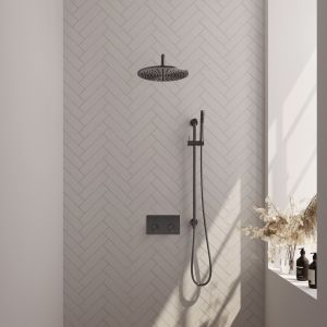 Brauer Edition 5-GM-175 thermostatische inbouw regendouche met drukknoppen SET 64 gunmetal geborsteld PVD