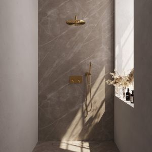 Brauer Carving 5-GG-187 thermostatische inbouw regendouche met drukknoppen SET 52 goud geborsteld PVD