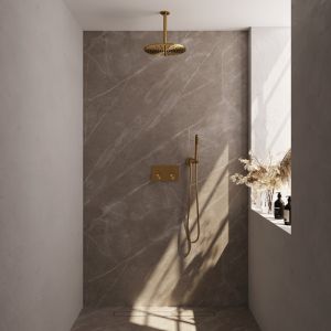 Brauer Carving 5-GG-189 thermostatische inbouw regendouche met drukknoppen SET 54 goud geborsteld PVD