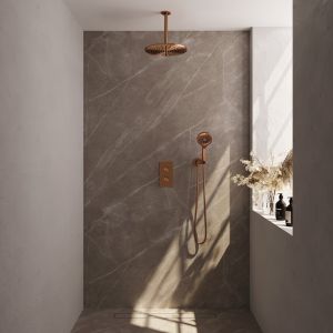 Brauer Carving 5-GK-132 thermostatische inbouw regendouche 3-weg omstelling SET 36 koper geborsteld PVD