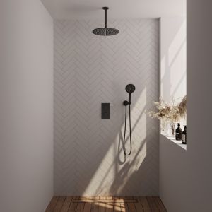 Brauer Carving 5-S-132 thermostatische inbouw regendouche 3-weg omstelling SET 36 mat zwart