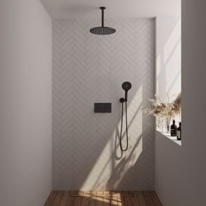 Brauer Carving 5-S-195 thermostatische inbouw regendouche met drukknoppen SET 60 mat zwart