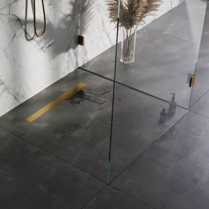 Brauer DR-MRF80GG douchegoot met multifunctioneel rooster en flens 7 x 80cm goud geborsteld PVD