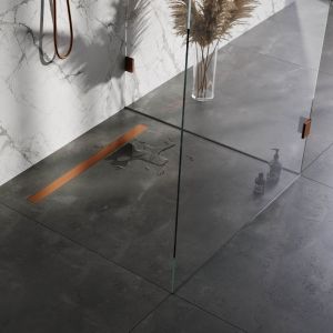 Brauer DR-MRF90GK douchegoot met multifunctioneel rooster en flens 7 x 90cm koper geborsteld PVD