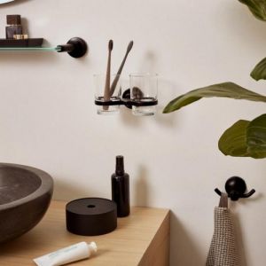 Haceka Aspen 1209517 dubbele glashouder helder glas/ mat zwart