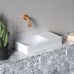 Clou Vale CL0313161R fontein 38x19cm met voorbewerkt kraangat rechts mat wit aluite