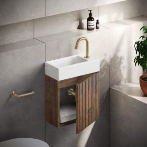 Clou Verti CL07106703664R fonteinonderkast met geribbelde deur, donker eiken, rechts