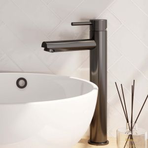 Brauer Carving 5-GM-002-HD6 verhoogde opbouw wastafelmengkraan model A gunmetal geborsteld PVD