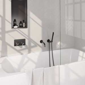 Brauer Carving 5-GM-214 thermostatische inbouw badkraan met drukknoppen SET 03 gunmetal geborsteld PVD