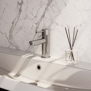 Brauer Carving 5-NG-001-HD6 lage opbouw wastafelmengkraan model A RVS geborsteld PVD