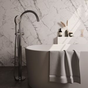 Brauer Carving 5-NG-084-2 vrijstaande badmengkraan SET 02 RVS geborsteld PVD