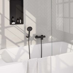 Brauer Carving 5-S-085-4 opbouw baddouche thermostaatkraan SET 04 mat zwart