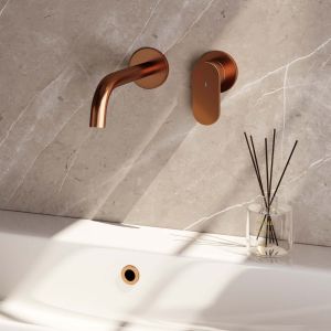 Brauer Edition 5-GK-004-B3-65 inbouw wastafelmengkraan met gebogen uitloop en rozetten model C1 koper geborsteld PVD