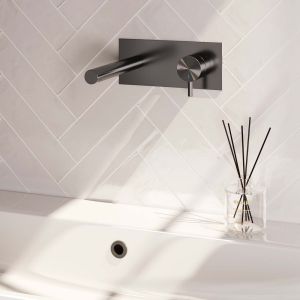 Brauer Edition 5-GM-004-S5 inbouw wastafelmengkraan met rechte uitloop en afdekplaat model B1 gunmetal geborsteld PVD