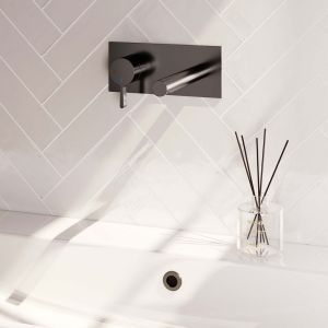 Brauer Edition 5-GM-083-S1 inbouw wastafelmengkraan met rechte uitloop en afdekplaat model E2 gunmetal geborsteld PVD