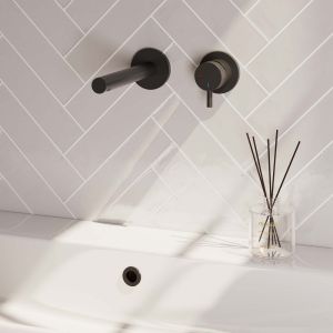 Brauer Edition 5-S-004-S5-65 inbouw wastafelmengkraan met rechte uitloop en rozetten model B1 mat zwart