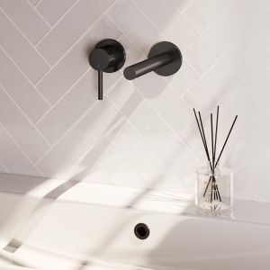 Brauer Edition 5-S-083-S2-65 inbouw wastafelmengkraan met rechte uitloop en rozetten model A2 mat zwart