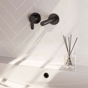 Brauer Edition 5-S-083-S4-65 inbouw wastafelmengkraan met rechte uitloop en rozetten model D2 mat zwart