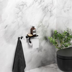 Clou Fold CL090402921 toiletrolhouder met cover mat zwart